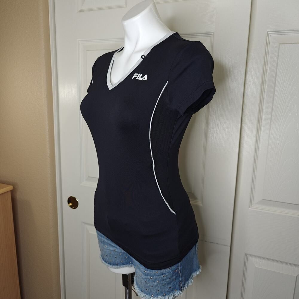 Fila Sport black V-neck athletic short sleeve top sz XS